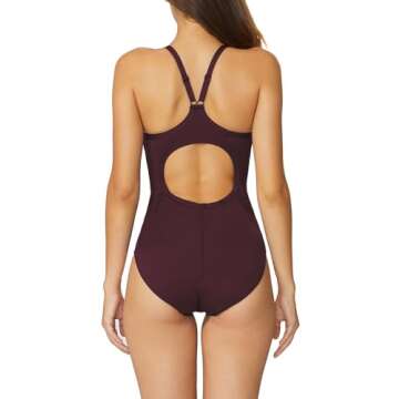 baleaf Women's Athletic Training Adjustable Strap One Piece Swimsuit Swimwear Bathing Suit Wine Red ...