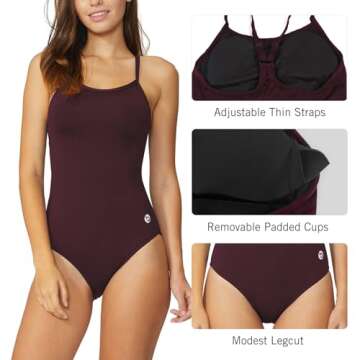 baleaf Women's Adjustable Strap One Piece Swimsuit