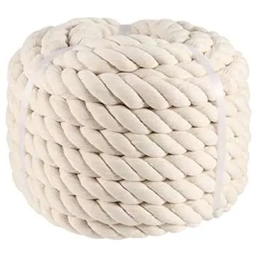 SINJEUN 1 inch x 50 feet Natural Twisted Cotton Rope