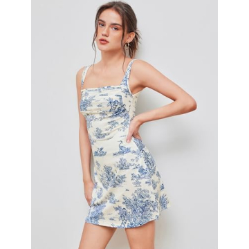 CIDER Toile de Jouy Ruched Mini Dress - Stylish Comfort