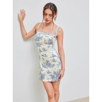CIDER Toile de Jouy Ruched Mini Dress - Stylish Comfort