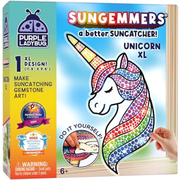 PURPLE LADYBUG SUNGEMMERS Big Unicorn Window Art Suncatcher Kits for Kids - Christmas Unicorn Gifts ...