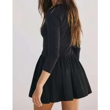 Meiyi Station People Free Dress Long Sleeve Mini Dress