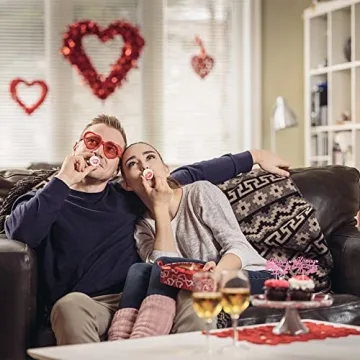 Glitter Happy Valentine's Day Cupcake Toppers - 24 Pack