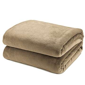 Bedsure Flannel Fleece Luxury Blanket Camel Beige King Size Lightweight Cozy Plush Microfiber Solid Blanket
