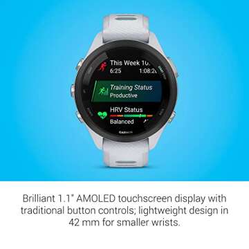 Garmin Forerunner 265S Running Smartwatch, Colorful AMOLED Display, Training Metrics and Recovery Insights, Whitestone and Neo Tropic 42 mm
