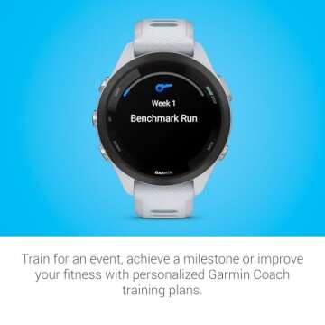Garmin Forerunner 265S Running Smartwatch, Colorful AMOLED Display, Training Metrics and Recovery Insights, Whitestone and Neo Tropic 42 mm