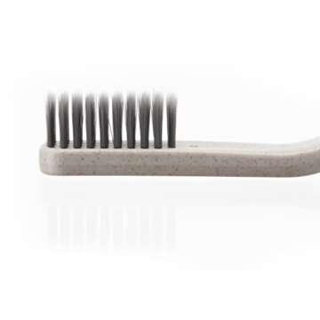 SimpliGOOD Toothbrushes - Soft Ultra-Fine Charcoal Bristles, BPA-Free Plant Based Plastic Toothbrush - Tan (5 Count)