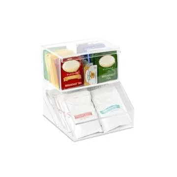 Inevibe K Cup & Coffee Pod Capsule Holder - Acrylic Container w/2 Compartments w/Lids for Storing Creamers, Vertuo for Kitchen Counter & Under Cabinet Organization