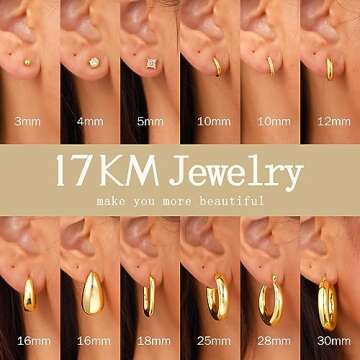 Gold Hoop Earrings Set for Women - 12 Chic Pairs