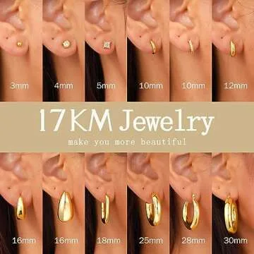 Gold Hoop Earrings Set for Women - 12 Chic Pairs
