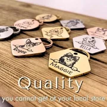 PawFurEver Dog Tags Personalized with Breed Design - Custom Dog Tags for Pets - Dog ID Tags Personalized for Pets - Stainless Steel Dog Collar Tag - Pet Name Tags for Dogs (Circle, Gold)