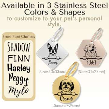 PawFurEver Dog Tags Personalized with Breed Design - Custom Dog Tags for Pets - Dog ID Tags Personalized for Pets - Stainless Steel Dog Collar Tag - Pet Name Tags for Dogs (Circle, Gold)