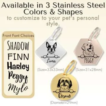 PawFurEver Dog Tags Personalized with Breed Design - Custom Dog Tags for Pets - Dog ID Tags Personalized for Pets - Stainless Steel Dog Collar Tag - Pet Name Tags for Dogs (Circle, Gold)