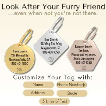PawFurEver Dog Tags Personalized with Breed Design - Custom Dog Tags for Pets - Dog ID Tags Personalized for Pets - Stainless Steel Dog Collar Tag - Pet Name Tags for Dogs (Circle, Gold)