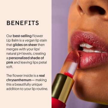 Winky Lux Flower Balm, pH Lip Balm, Color Changing Lipstick and Tinted Lip Balm Stain, Vegan & Cruelty Free Lip Balm, Hydrate & Plump, Sheer Pink Lipstick, Pink Flower