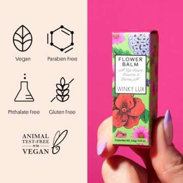 Winky Lux Flower Balm, pH Lip Balm, Color Changing Lipstick and Tinted Lip Balm Stain, Vegan & Cruelty Free Lip Balm, Hydrate & Plump, Sheer Pink Lipstick, Pink Flower