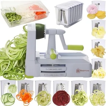 Brieftons 10-Blade Vegetable Spiralizer: Strongest-Heaviest Duty Spiral Slicer, Best Veggie Pasta Sp...