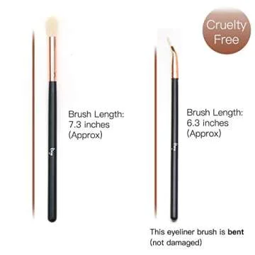 Qivange Synthetic Hairs Eyeshadow Brush Set 12PCS Black Rose Gold Makeup Brush Set for Concealer Eyebrow Eyeliner Eye Shadow Blending
