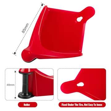 4 Pcs Car Hose Guide, Tire Hose Roller for Car Washing, Detailing Tire Hose Guide Preventing Pressure Washer Hose Stuck Under The Wheels, Plastic Wash Tool to Avoid Snagging(Red)