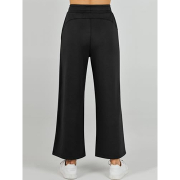 ANRABESS Women's 2 Piece Sets Summer Outfits Sleeveless Wide Leg Tracksuits Casual Sweat Sets Lounge Sweatsuits Black Large