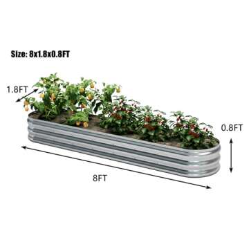KFN 2pcs Galvanized Raised Garden Bed,Raised Garden Bed Kit-Oval Metal Flower Box,Large Planter Vegetable Box Outdoor,Planting for Vegetables,Flower,Herb,8FT,0.7mm