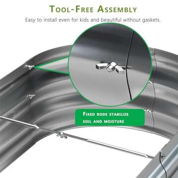 KFN 2pcs Galvanized Raised Garden Bed,Raised Garden Bed Kit-Oval Metal Flower Box,Large Planter Vegetable Box Outdoor,Planting for Vegetables,Flower,Herb,8FT,0.7mm