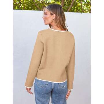 LILLUSORY Womens Cardigan Sweater Fall Outfits Clothes Fashion Trendy 2024 Jacket Blazer Lady Outerwear Button Down Lightweight Coat Khaki S