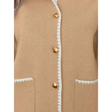 LILLUSORY Womens Cardigan Sweater Fall Outfits Clothes Fashion Trendy 2024 Jacket Blazer Lady Outerwear Button Down Lightweight Coat Khaki S