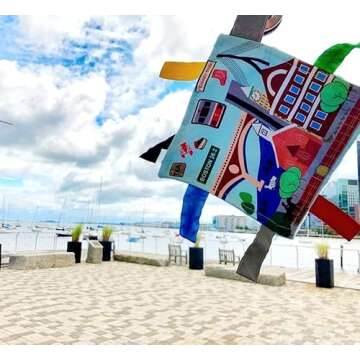 Baby Jack & Co 8x8” Learning Lovey Boston Massachusetts Tag Toys for Babies - Baby Crinkle Toys - Soft & Safe - Learn USA Cities and Shapes - Ideal Baby Toy & Gift BPA Free w/Stroller Clip