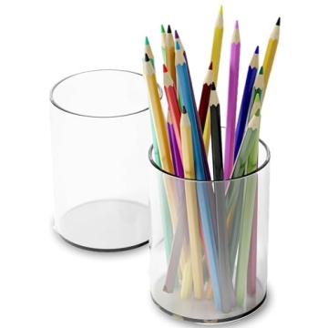 DreamShore Acrylic Pen Holder, 2 Pack Desktop Pencil Cup Stationery Organizer for Office Desk Access...