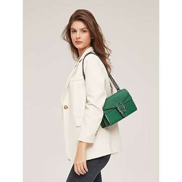 JBB Women's Small Satchel Crossbody Bags Snake Print Clutch Evening Handbag Chain Strap Shoulder Satchel Purses Green