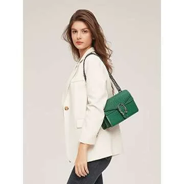 JBB Women's Small Satchel Crossbody Bags Snake Print Clutch Evening Handbag Chain Strap Shoulder Satchel Purses Green