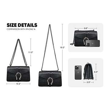 JBB Women's Small Satchel Crossbody Bags Snake Print Clutch Evening Handbag Chain Strap Shoulder Satchel Purses Green