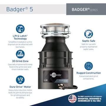 InSinkErator Badger 5 Garbage Disposal - Alpha 1/2HP Efficiency