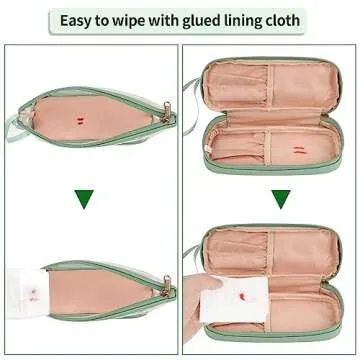 Ethereal Clear Makeup Bag, Green Makeup Bag for Purse Travel Makeup Bag for Women TSA Approved Cosmetic Bag Waterproof Small Toiletry Bag