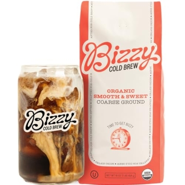 Bizzy Organic Cold Brew Coffee | Smooth & Sweet Blend | Coarse Ground Coffee | Micro Sifted | Specia...