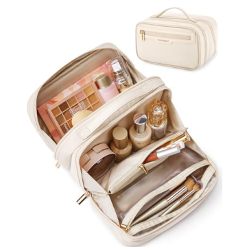 BAGSMART Water-Resistant Travel Makeup Bag with Multiple Compartments