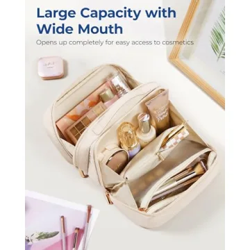 BAGSMART Water-Resistant Travel Makeup Bag with Multiple Compartments