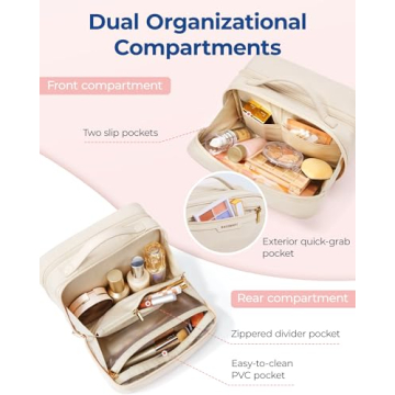 BAGSMART Water-Resistant Travel Makeup Bag with Multiple Compartments