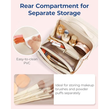 BAGSMART Water-Resistant Travel Makeup Bag with Multiple Compartments