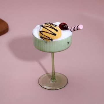 AOROTOE Champagne Coupe Glasses Set Of 6 Martini Glasses Ribbed Colored Glassware Vintage Cocktail Glasses Gifts Box Gifts For Women Mom Wife Sisters And Grandmother 10 Oz Pink Yellow Weddings