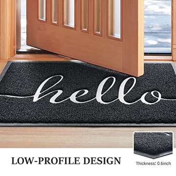 BeneathYourFeet Door Mat (30"x17.5",Black), Welcome Mat Low Profile Floor Mat Front Doormat Indoor Outdoor Door Non Slip Rugs for Entryway, Patio, High Traffic Areas