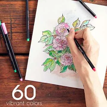 60 Fine Tip Colored Markers - Perfect for Art & Journaling