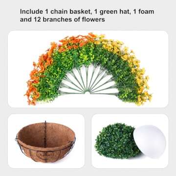 HyeFlora Faux Hanging Flower Basket for Year-Round Decor