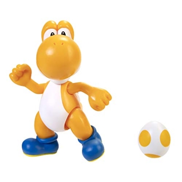 Super Mario Action Figure 4 Inch Orange Yoshi Collectible Toy with Egg Accessory