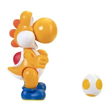 Super Mario Action Figure 4 Inch Orange Yoshi Collectible Toy with Egg Accessory
