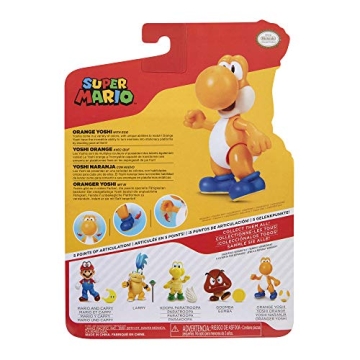 Super Mario Action Figure 4 Inch Orange Yoshi Collectible Toy with Egg Accessory