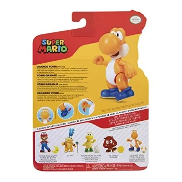 Super Mario Action Figure 4 Inch Orange Yoshi Collectible Toy with Egg Accessory