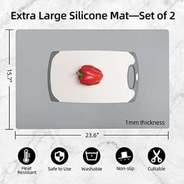 2 Pack Silicone Mats for Kitchen Counter, Treerit Non-slip Waterproof Large Countertop Protector Mat...